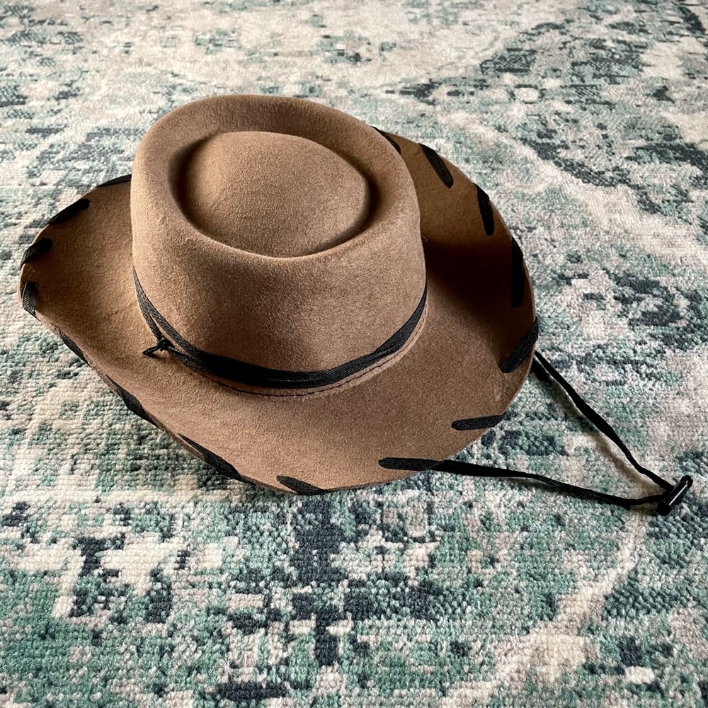M&F Western Products 100% Wool Cowboy Hat Whip Stitch Woody Style Kids Medium - Picture 3 of 9